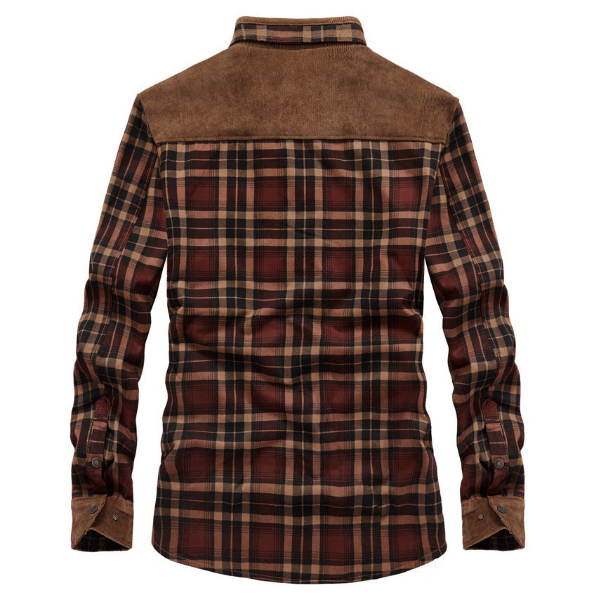 Men's sherpa lined check overshirt, view 8