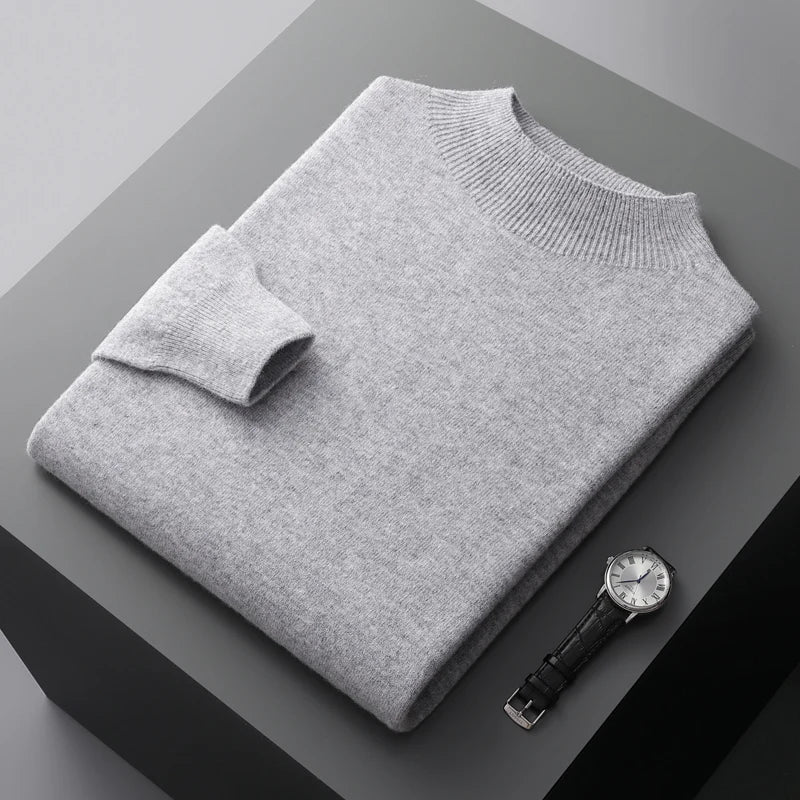 Men's soft touch merino wool jumper, side view