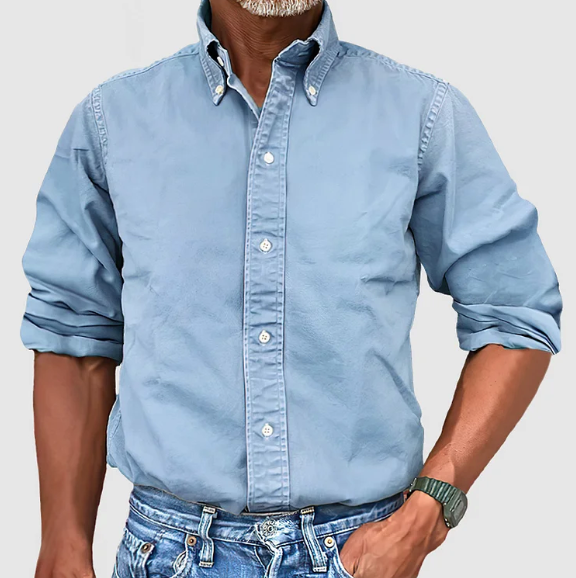 Men's smart casual long sleeve shirt, detail