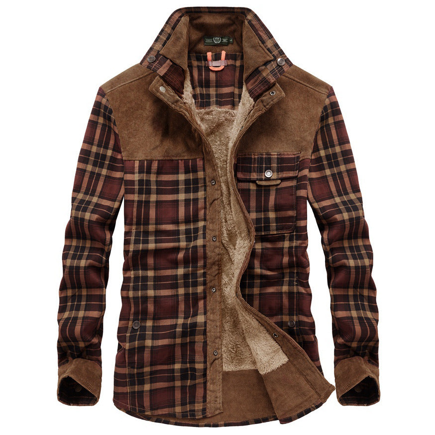 Men's sherpa lined check overshirt, view 7