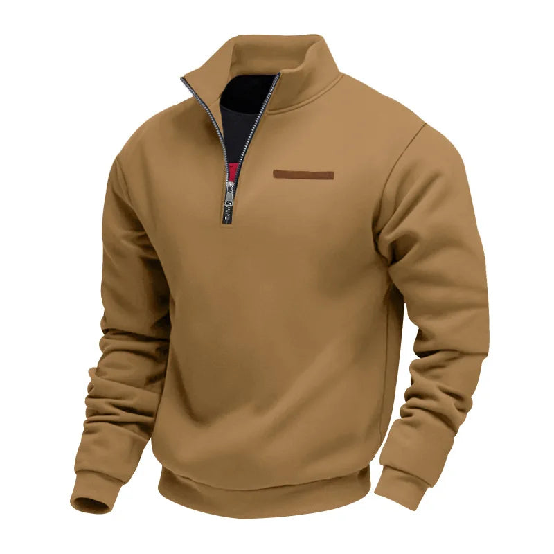 Men's brushed fleece crew sweatshirt, side view