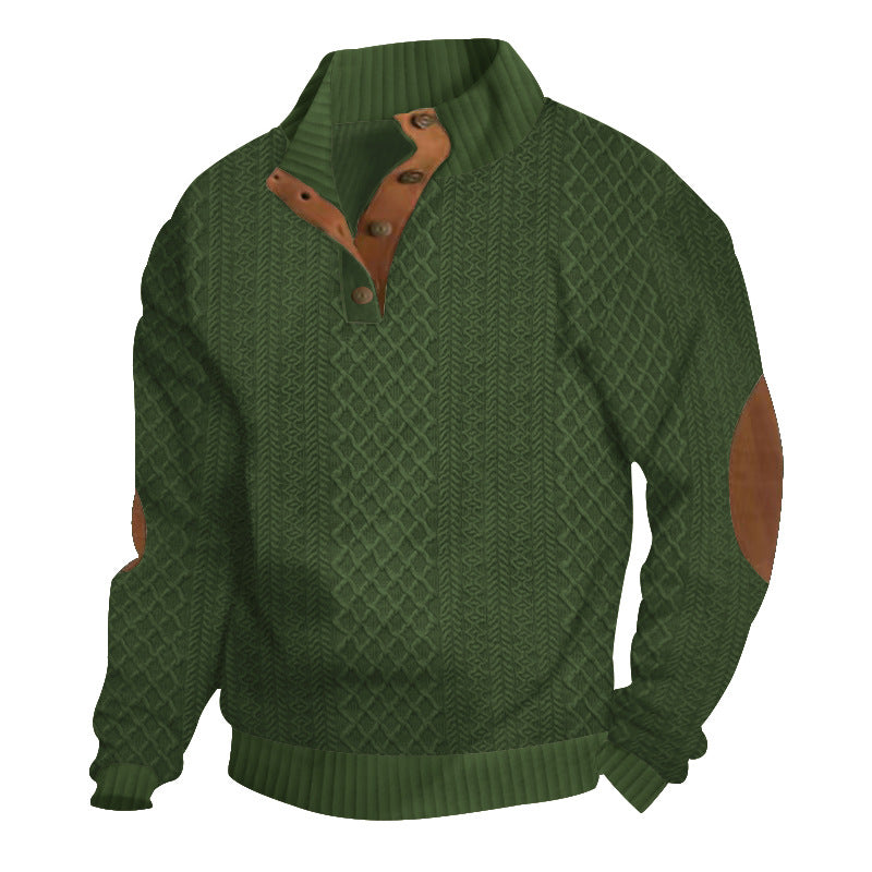 Men's jacquard knit crew neck jumper, back view