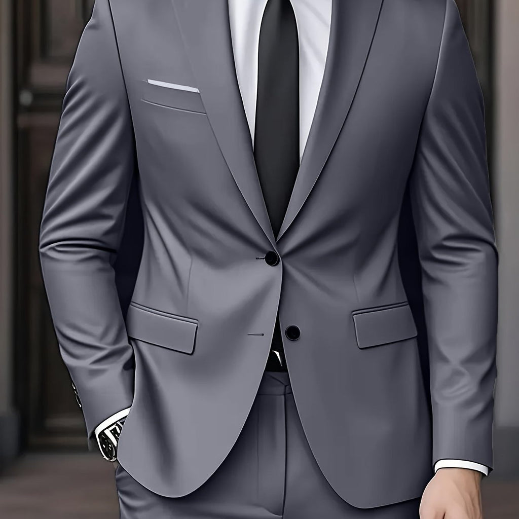 Men's sharp fit tailored suit blazer, back view