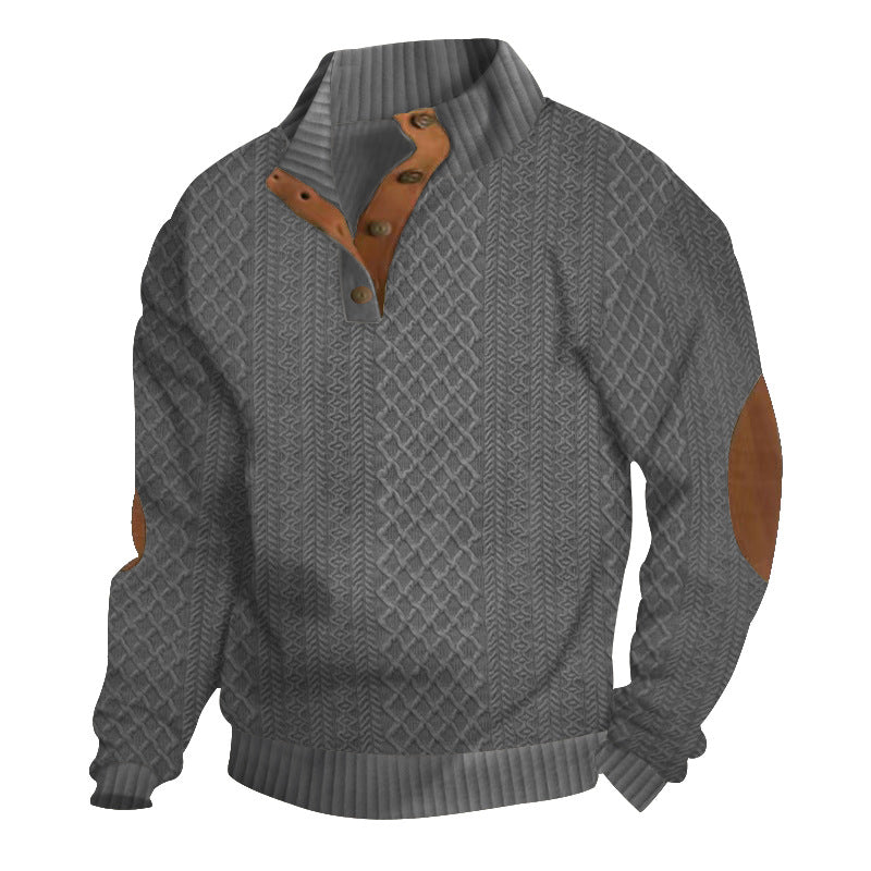 Men's jacquard knit crew neck jumper, detail