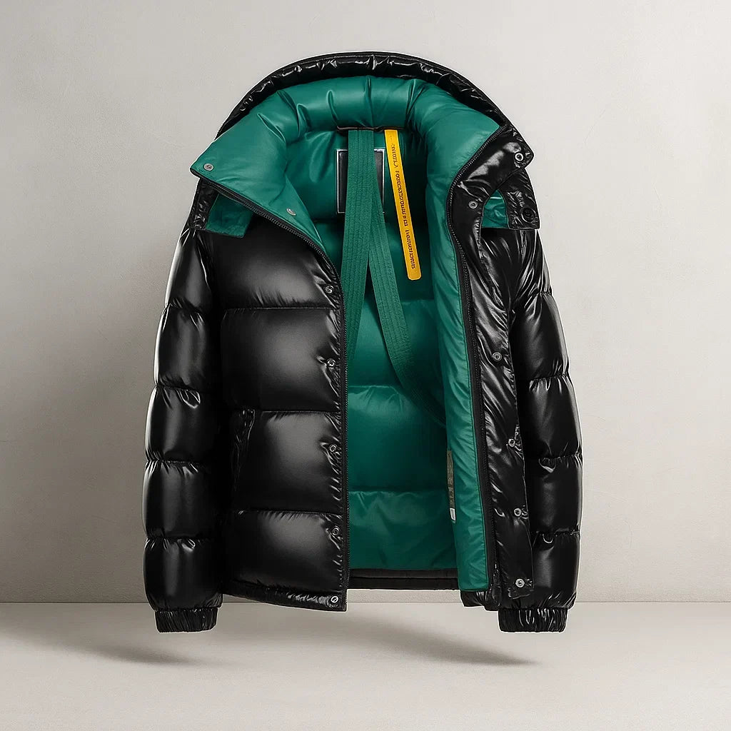 Men's thick padded full zip puffer jacket, view 9