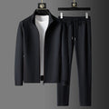 Men's tracksuit co ord set with textured stand collar zip jacket and tapered drawstring trousers