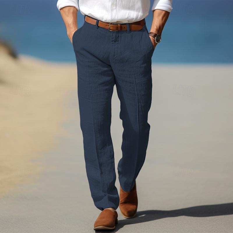 Men's premium tailored trousers with belt loops, view 6