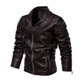 Men's slim fit leather racer jacket