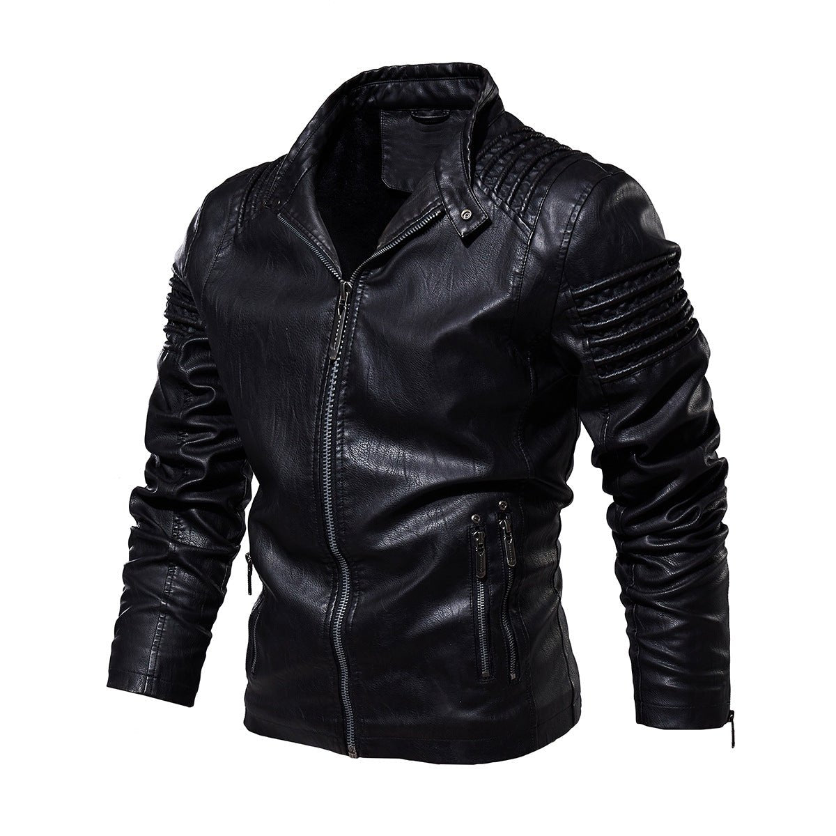Bram | Slim Fit Leather Racer Jacket