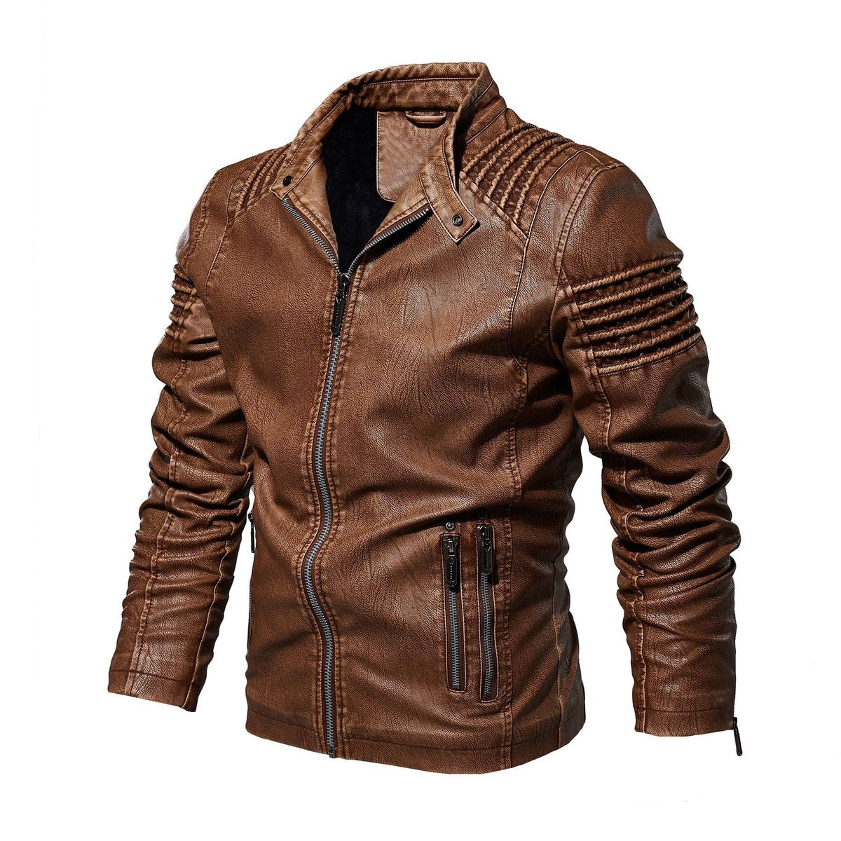 Bram | Slim Fit Leather Racer Jacket
