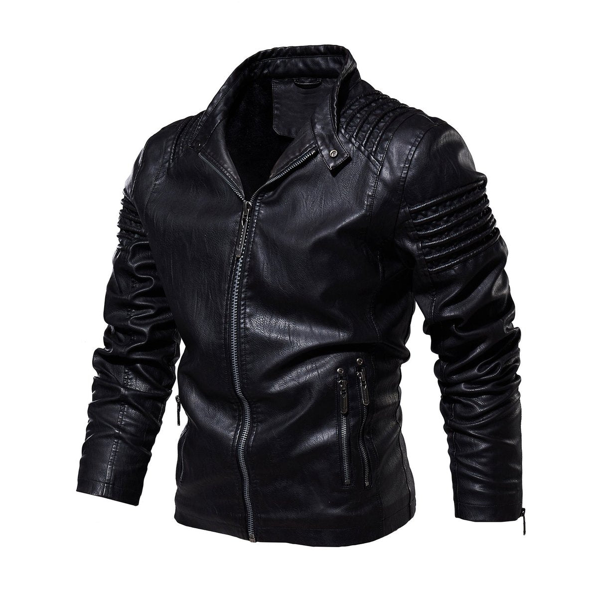 Bram | Slim Fit Leather Racer Jacket
