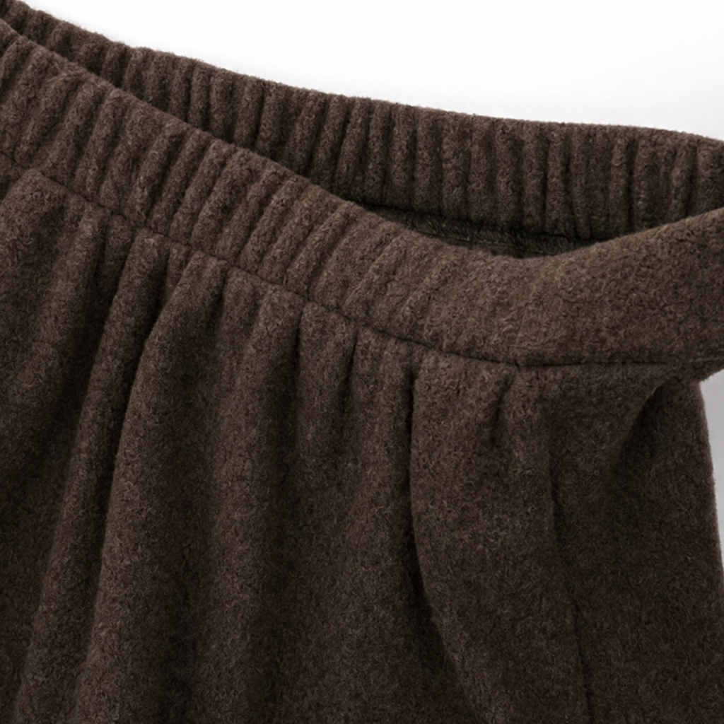 Two-piece brown turtleneck sweater and flared maxi skirt set - view 10
