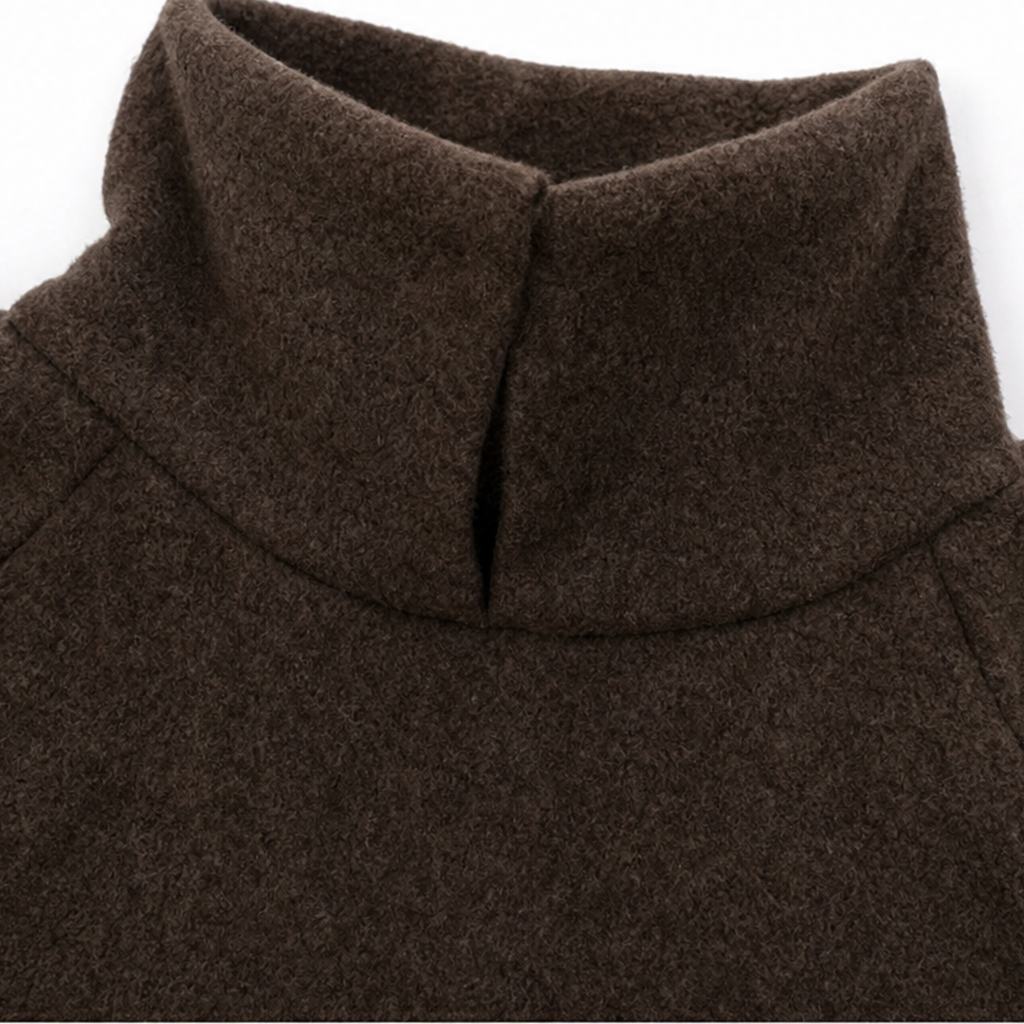 Two-piece brown turtleneck sweater and flared maxi skirt set - view 9
