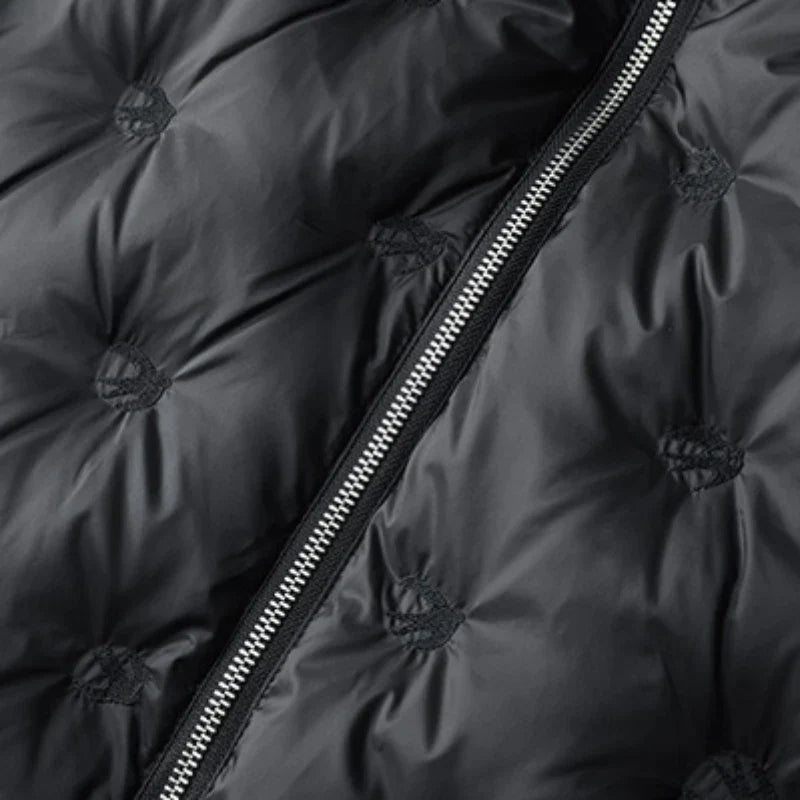 Men's tufted quilted hooded winter jacket with full zip and drawcord hood - view 5