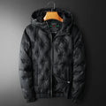 Men's tufted quilted hooded winter jacket with full zip and drawcord hood - view 6