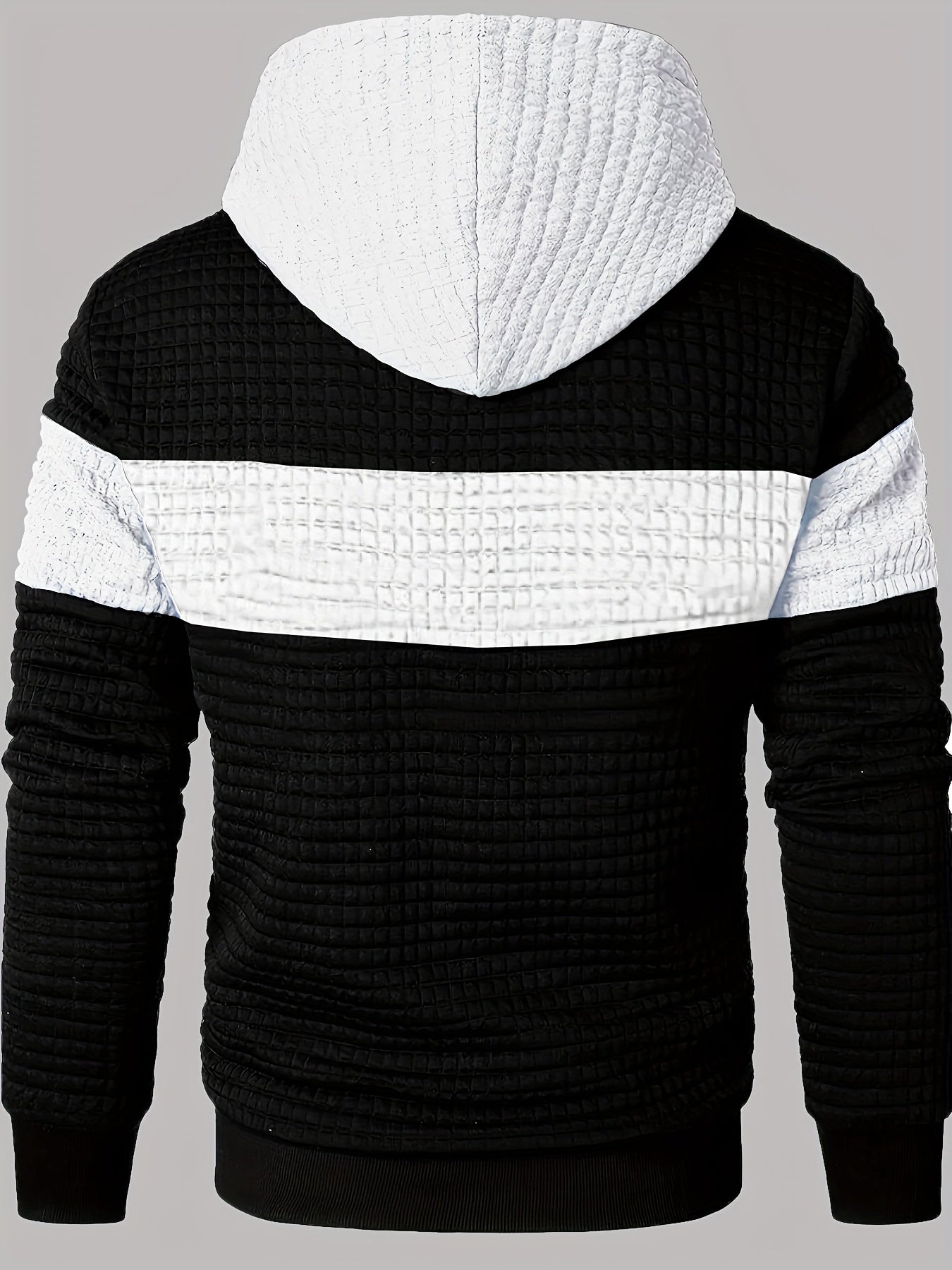 Men's colour block textured hoodie, view 10
