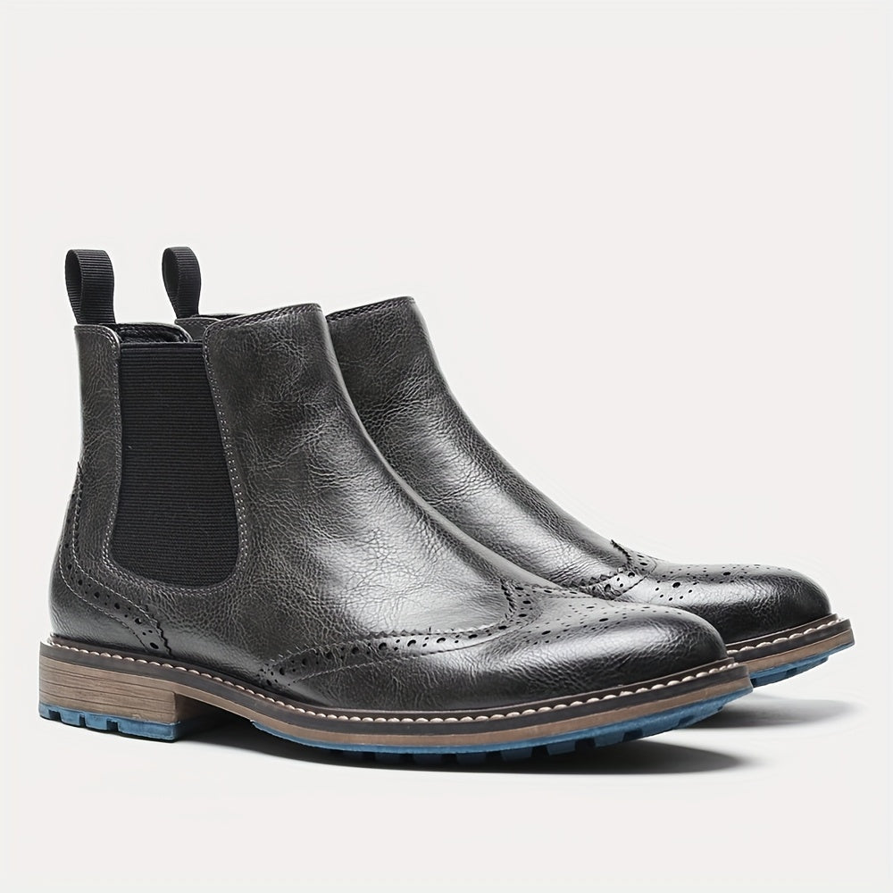Beaumont | Brogue Detail Leather Chelsea Boots