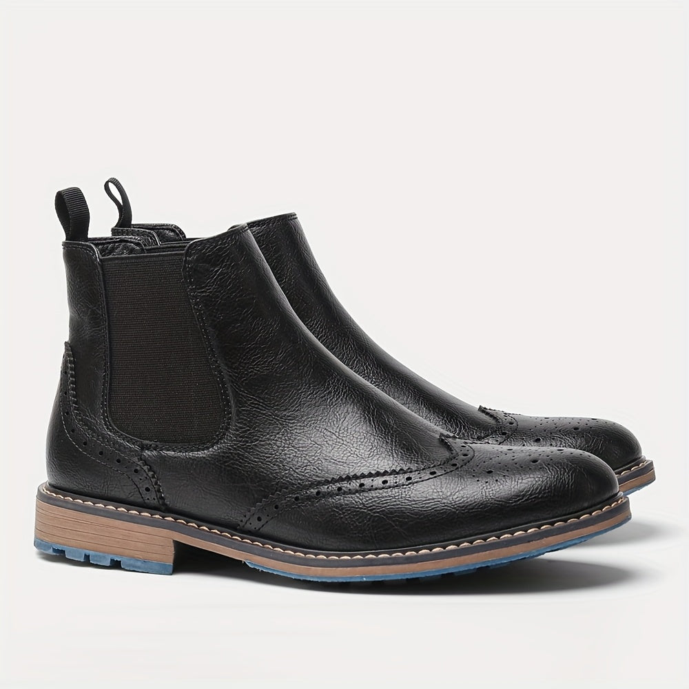 Beaumont | Brogue Detail Leather Chelsea Boots