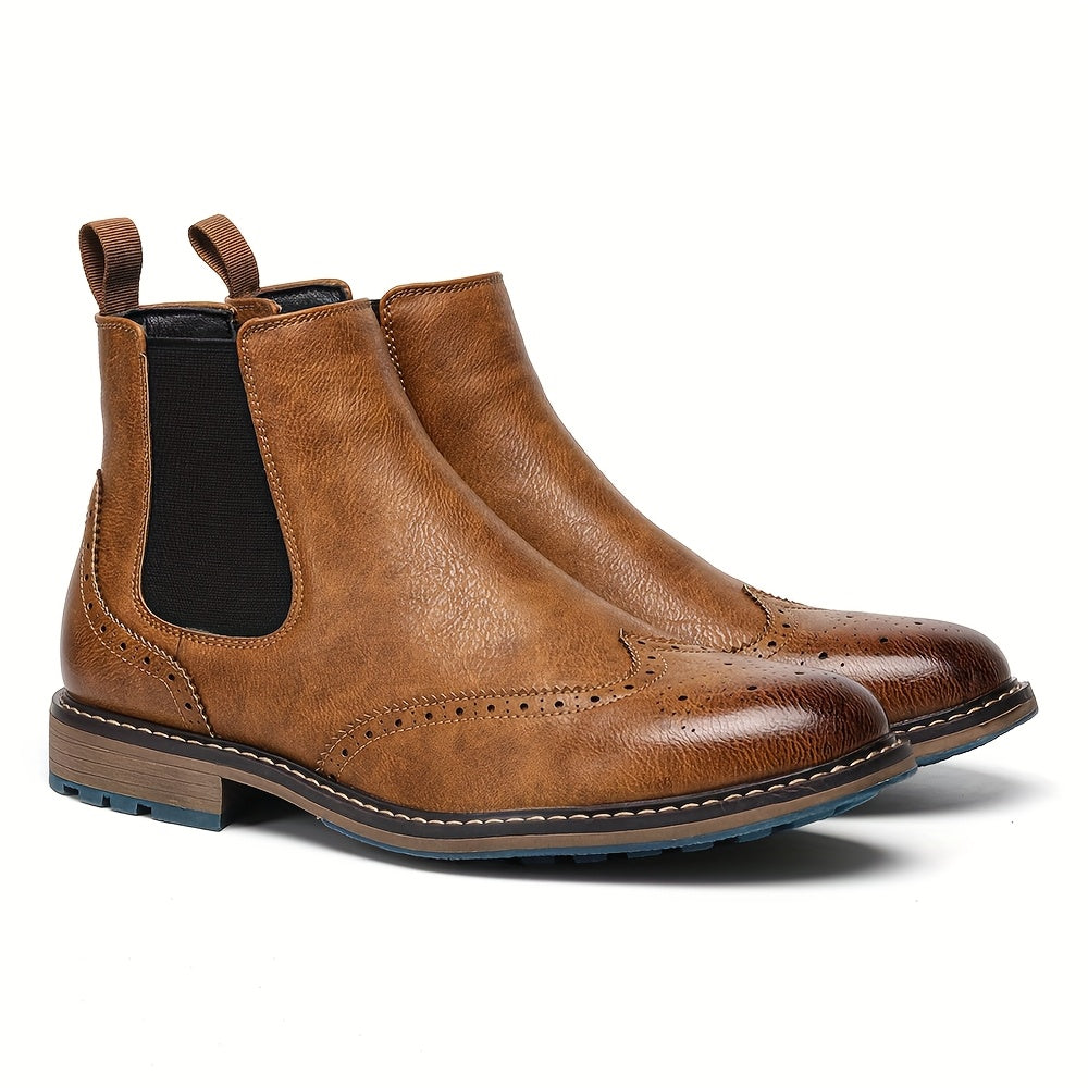 Beaumont | Brogue Detail Leather Chelsea Boots