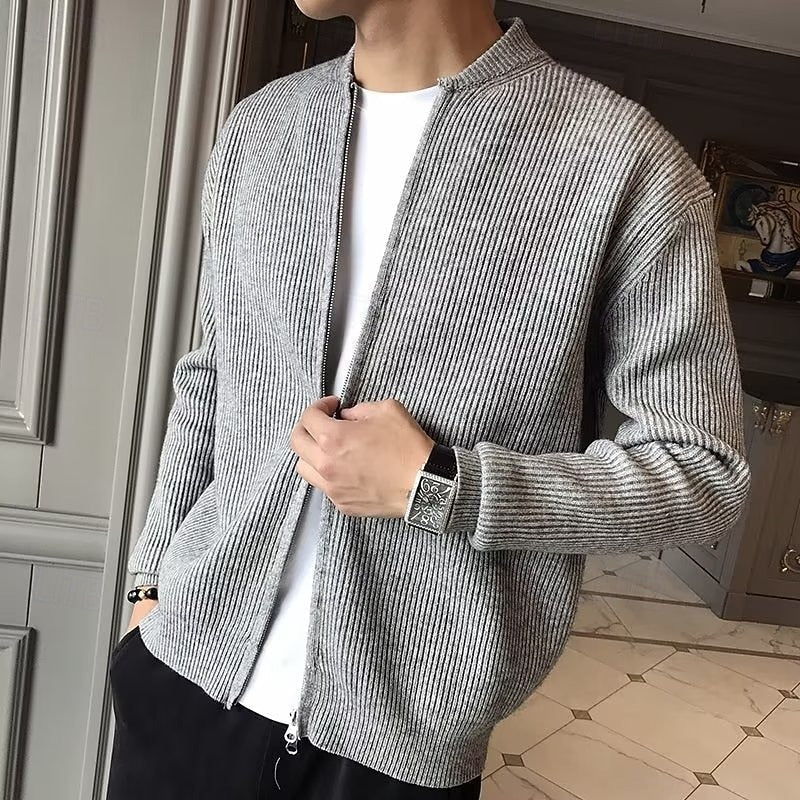 Men's ribbed zip front cardigan