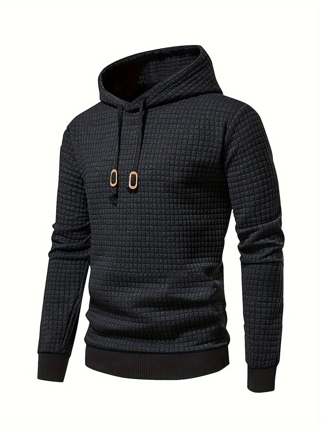 Men's waffle textured hooded pullover, view 10