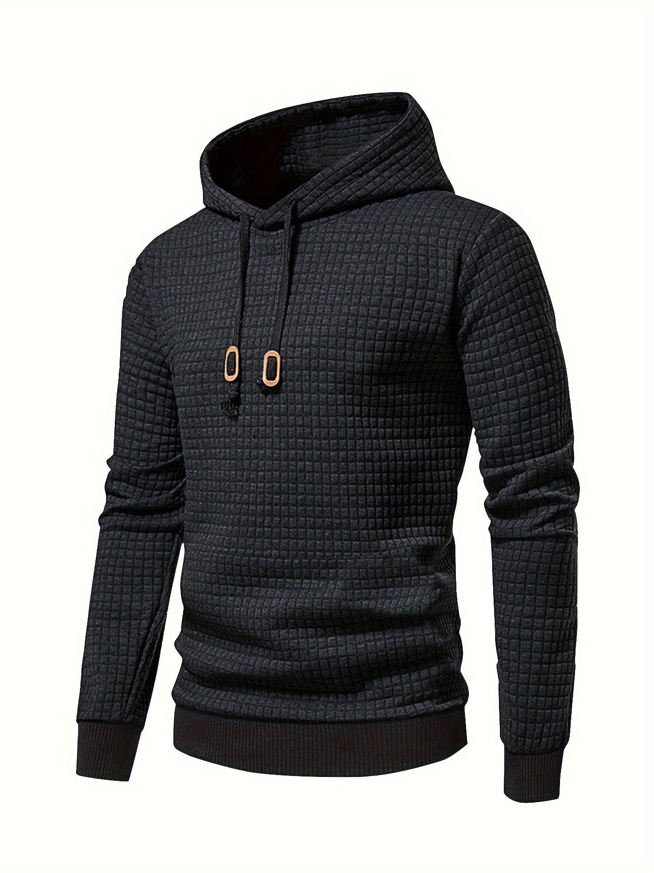 Men's waffle textured hooded pullover, view 10