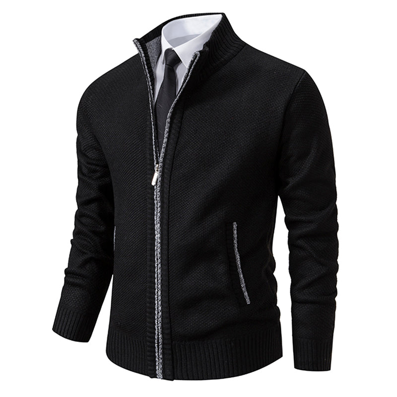 Men's full zip knit cardigan, detail