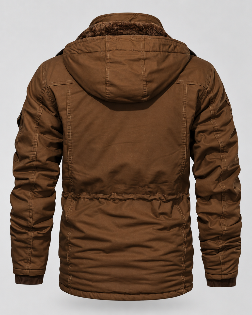Men's fleece lined hooded utility parka with flap pockets and drawcord waist - view 5