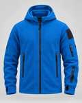 Men's hooded full-zip fleece jacket with zip pockets and sleeve patch panels - view 10