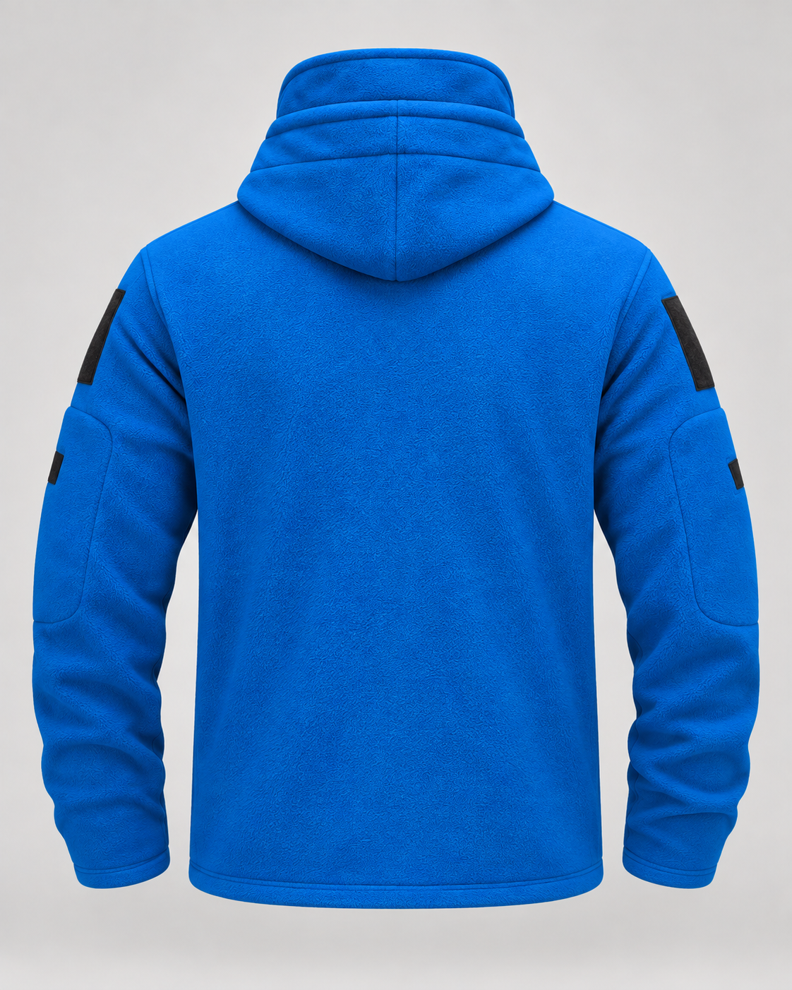 Men's hooded full-zip fleece jacket with zip pockets and sleeve patch panels - view 4