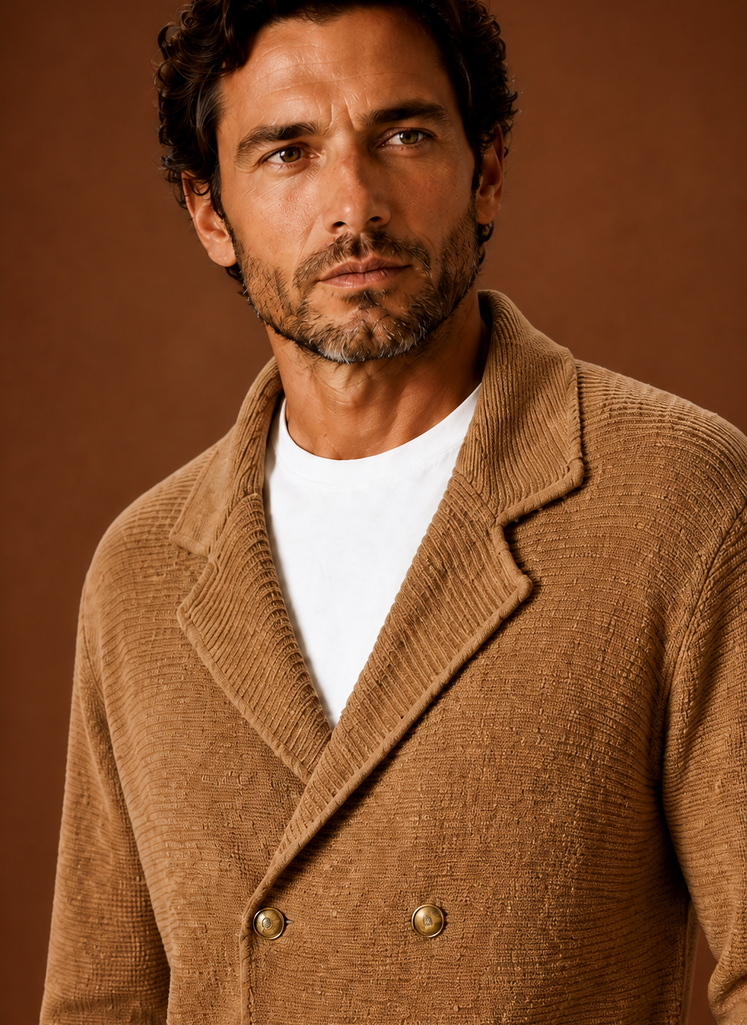 Men's open front knit cardigan, view 12