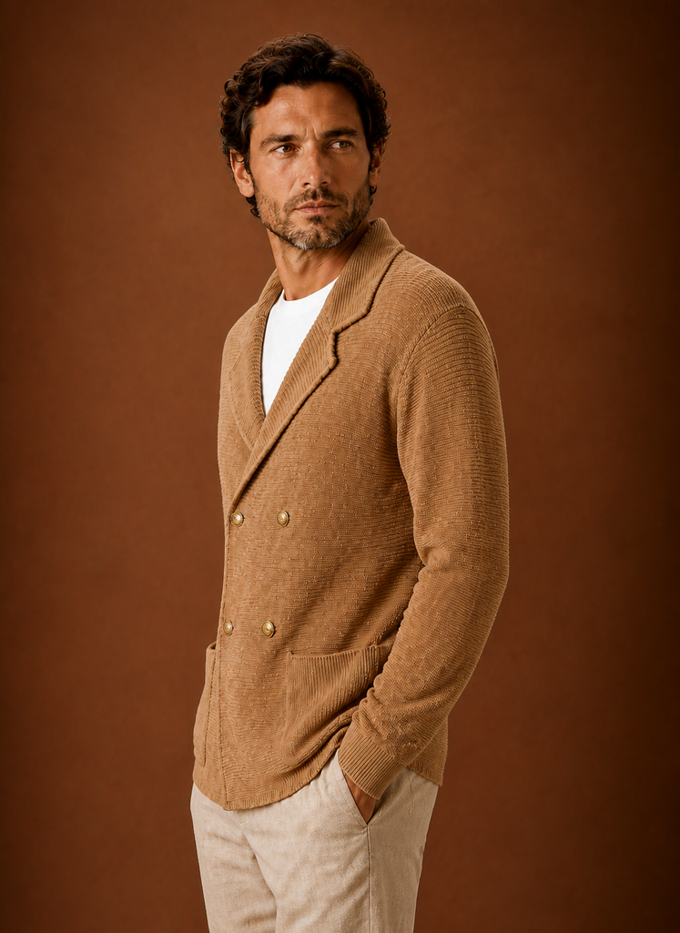 Men's open front knit cardigan, view 10