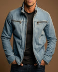 Men's washed moto field jacket