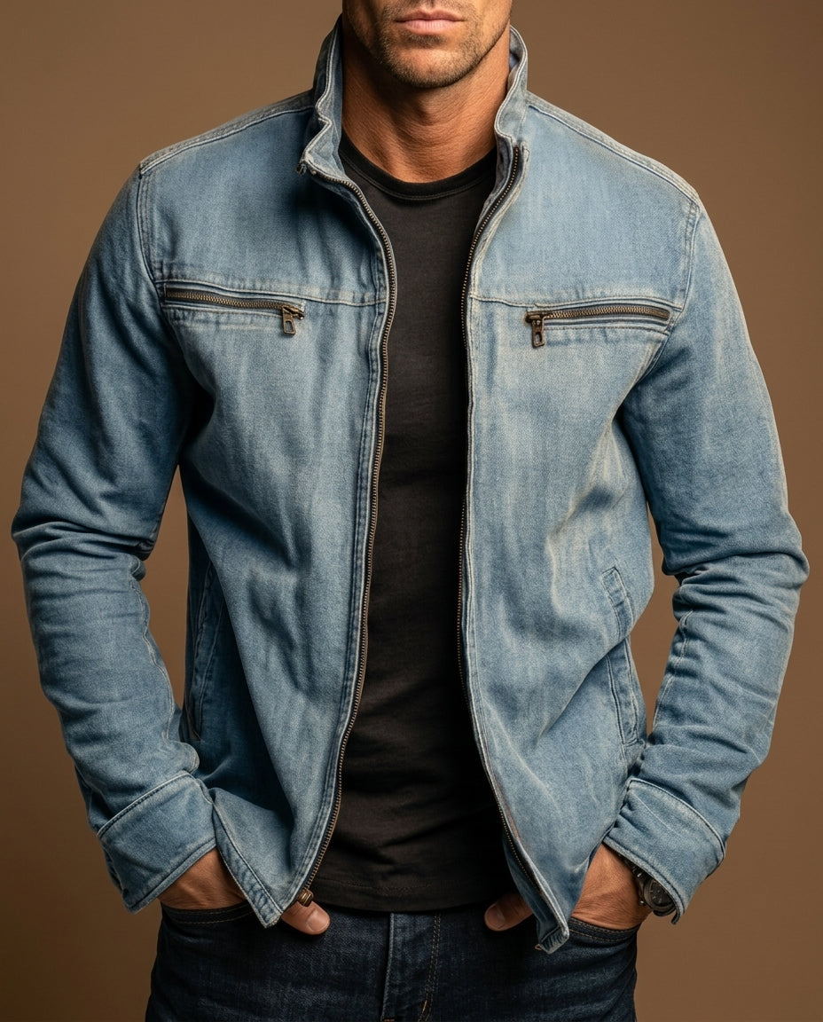 Men's washed moto field jacket