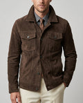 Men's suede cargo utility jacket