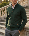Men's cotton stretch stand collar cardigan