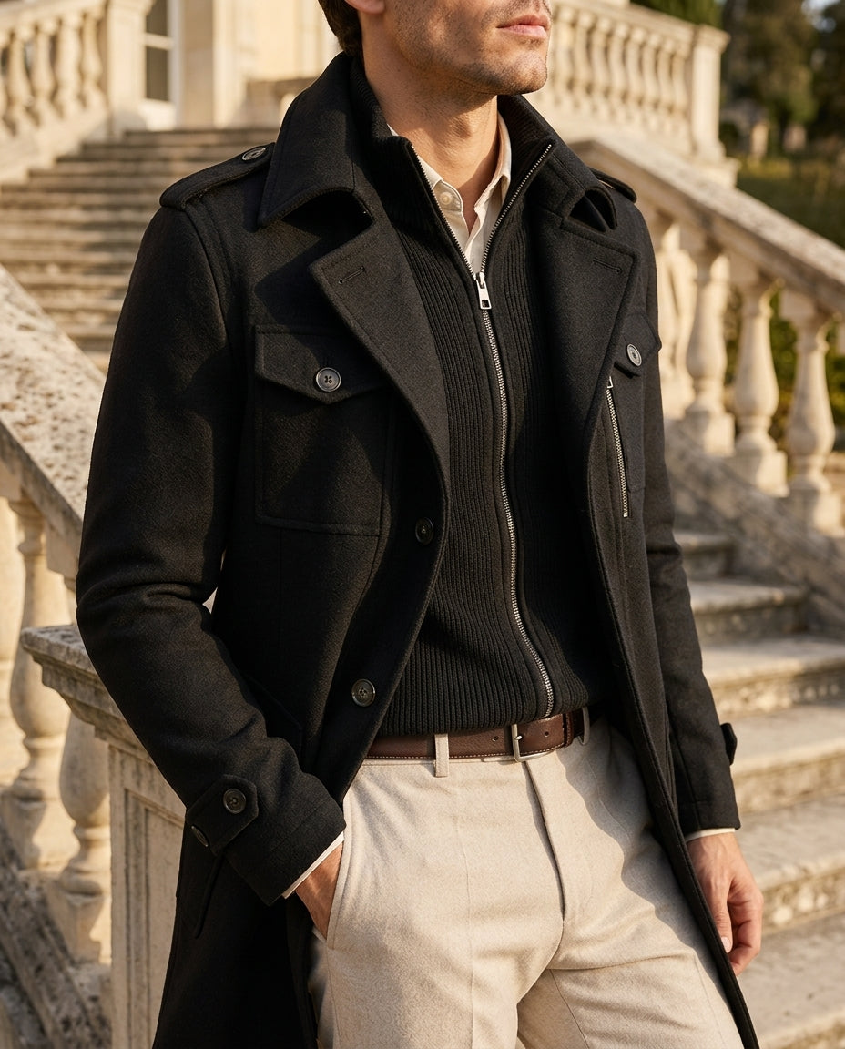 Forrest | Wool Stand Collar Overcoat