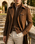 Men's wool stand collar overcoat