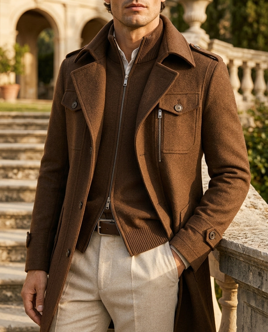 Forrest | Wool Stand Collar Overcoat
