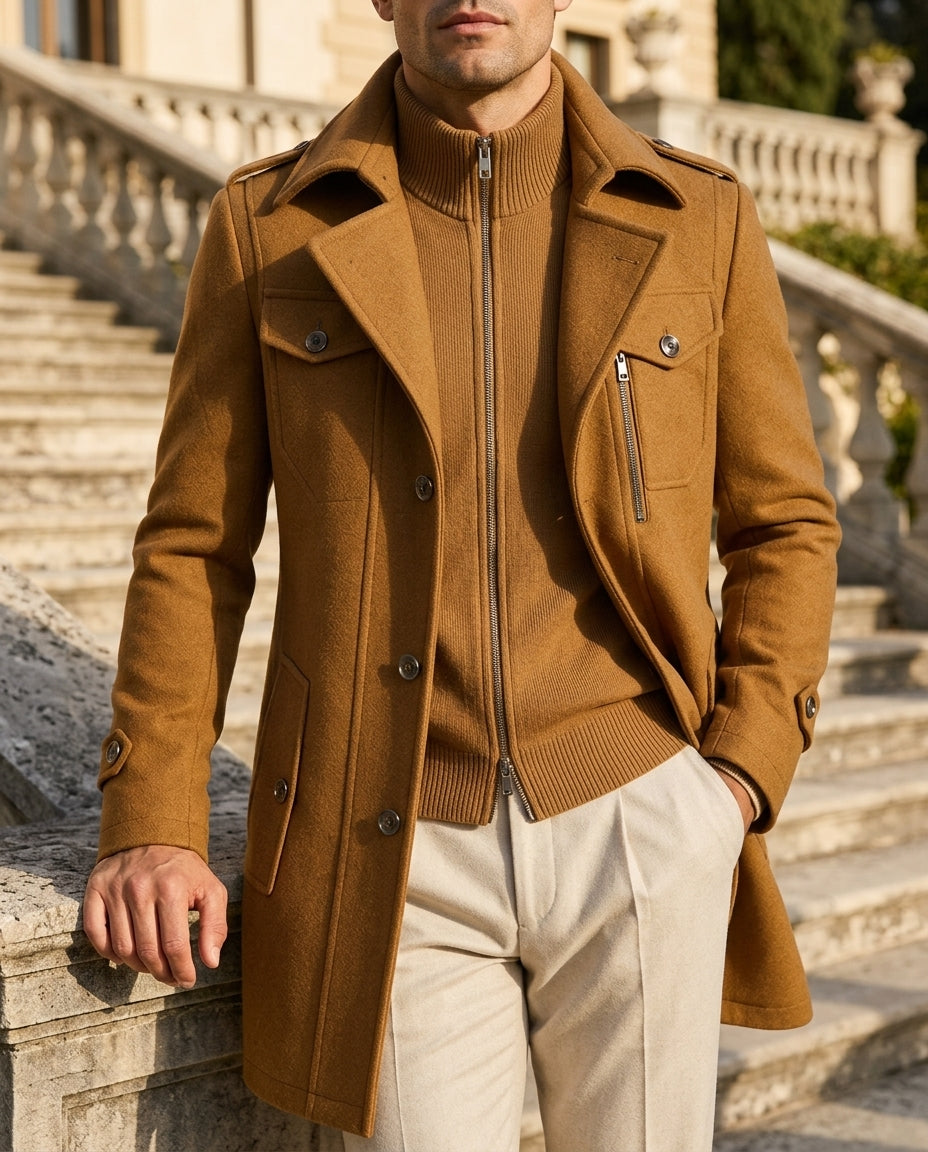 Forrest | Wool Stand Collar Overcoat