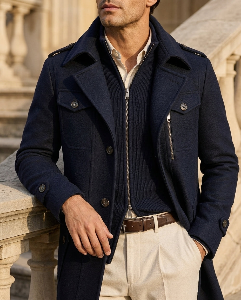 Forrest | Wool Stand Collar Overcoat