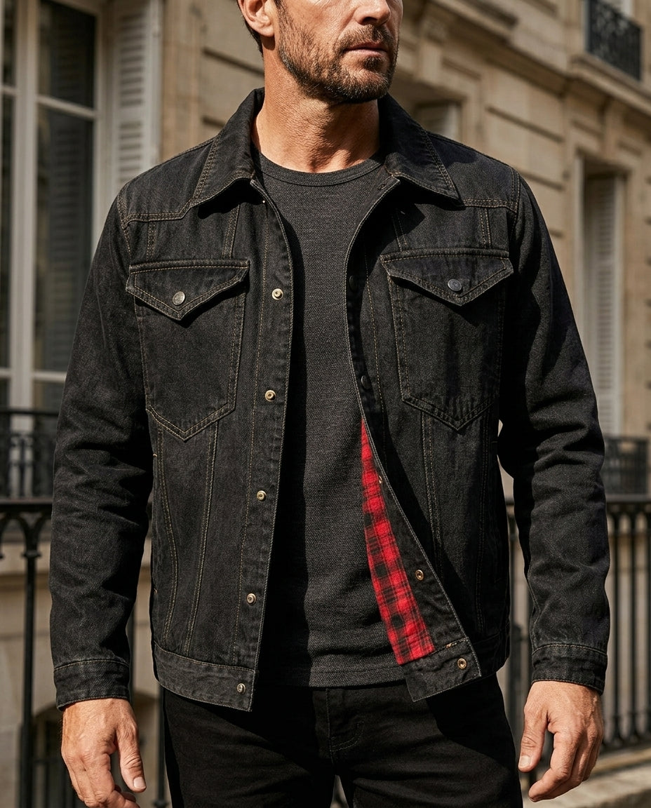 Ira | Flannel Lined Denim Trucker Jacket