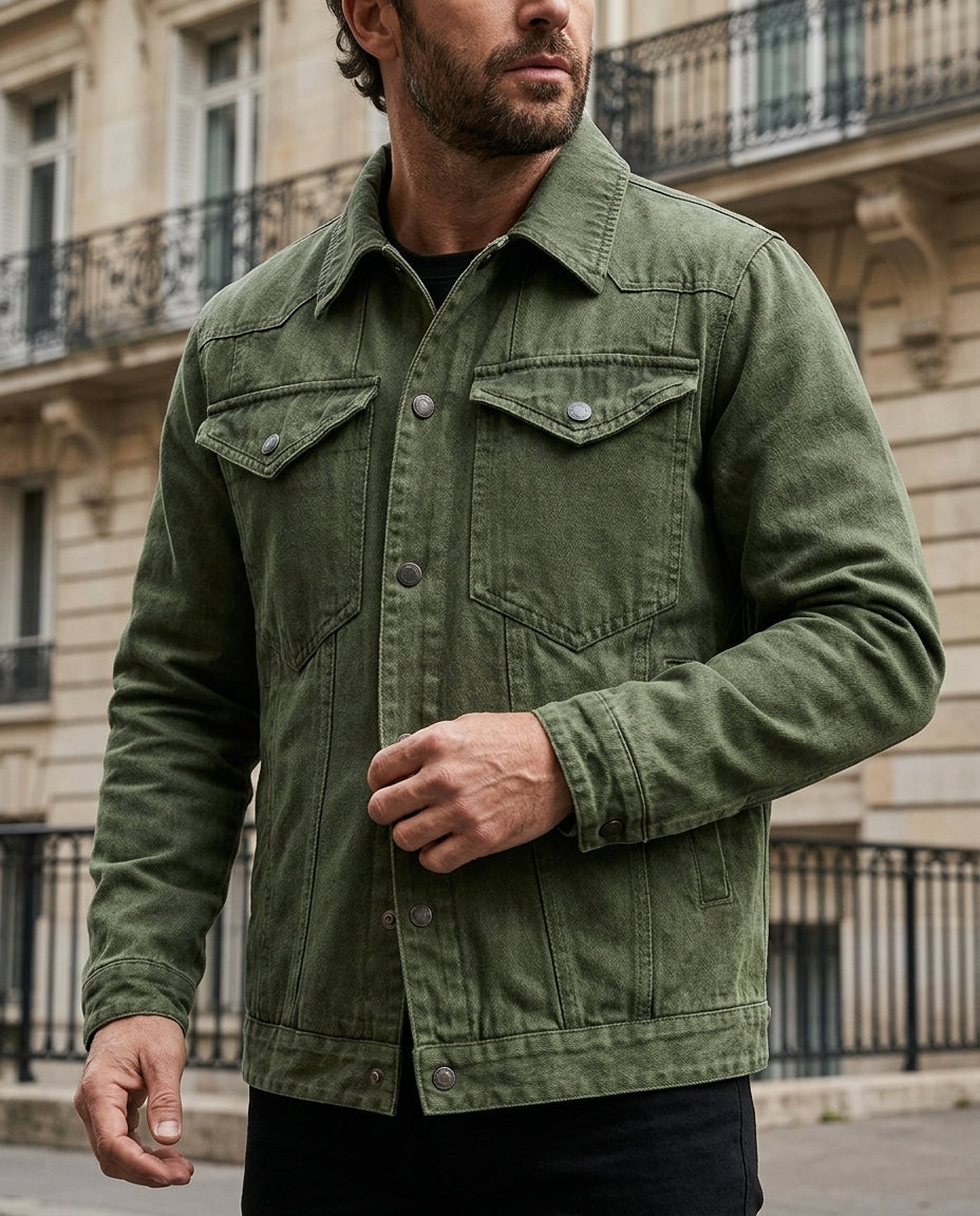 Ira | Flannel Lined Denim Trucker Jacket