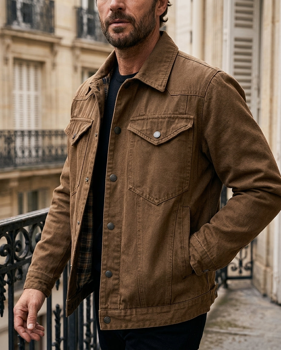 Ira | Flannel Lined Denim Trucker Jacket