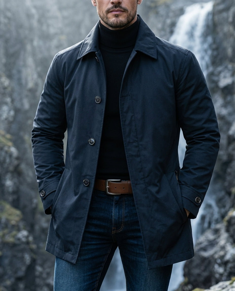 Men's insulated water repellent jacket, back view