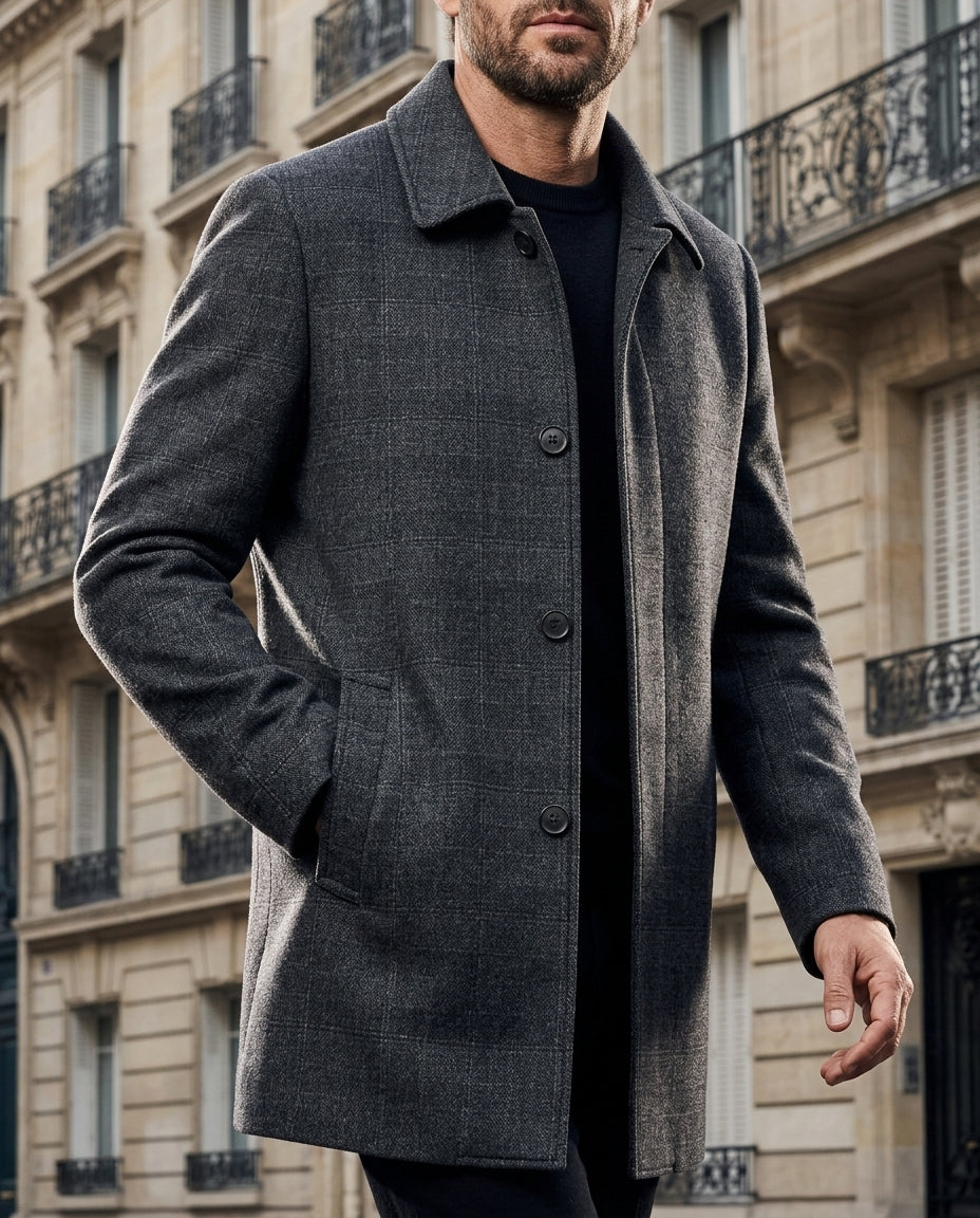 Jarrett | Three Button Wool Blend Overcoat