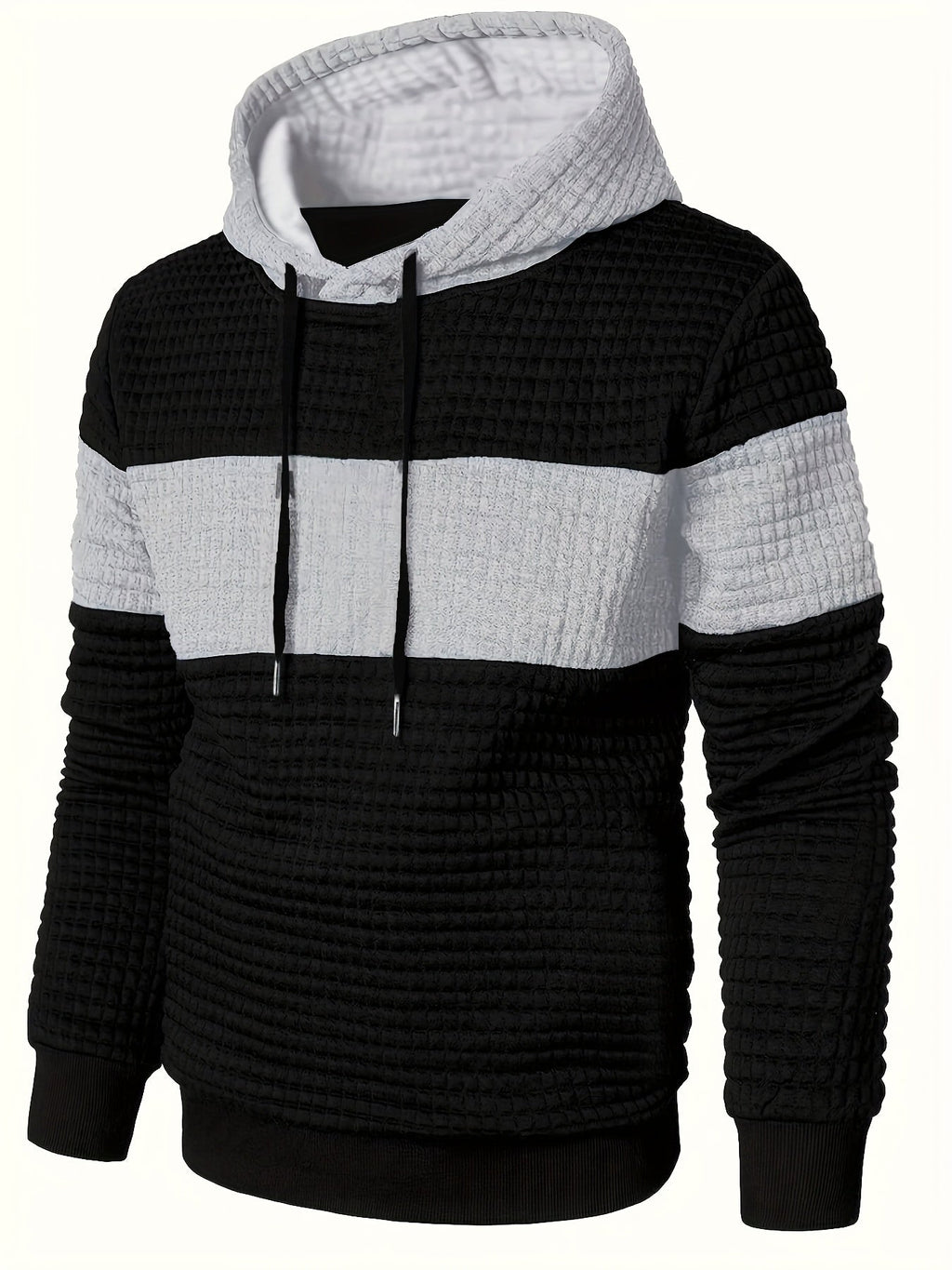Men's colour block textured hoodie, view 13