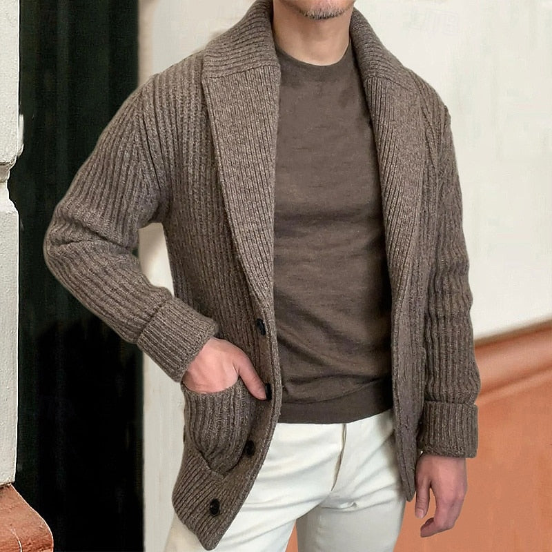 Gerald | Shawl Collar Ribbed Cardigan