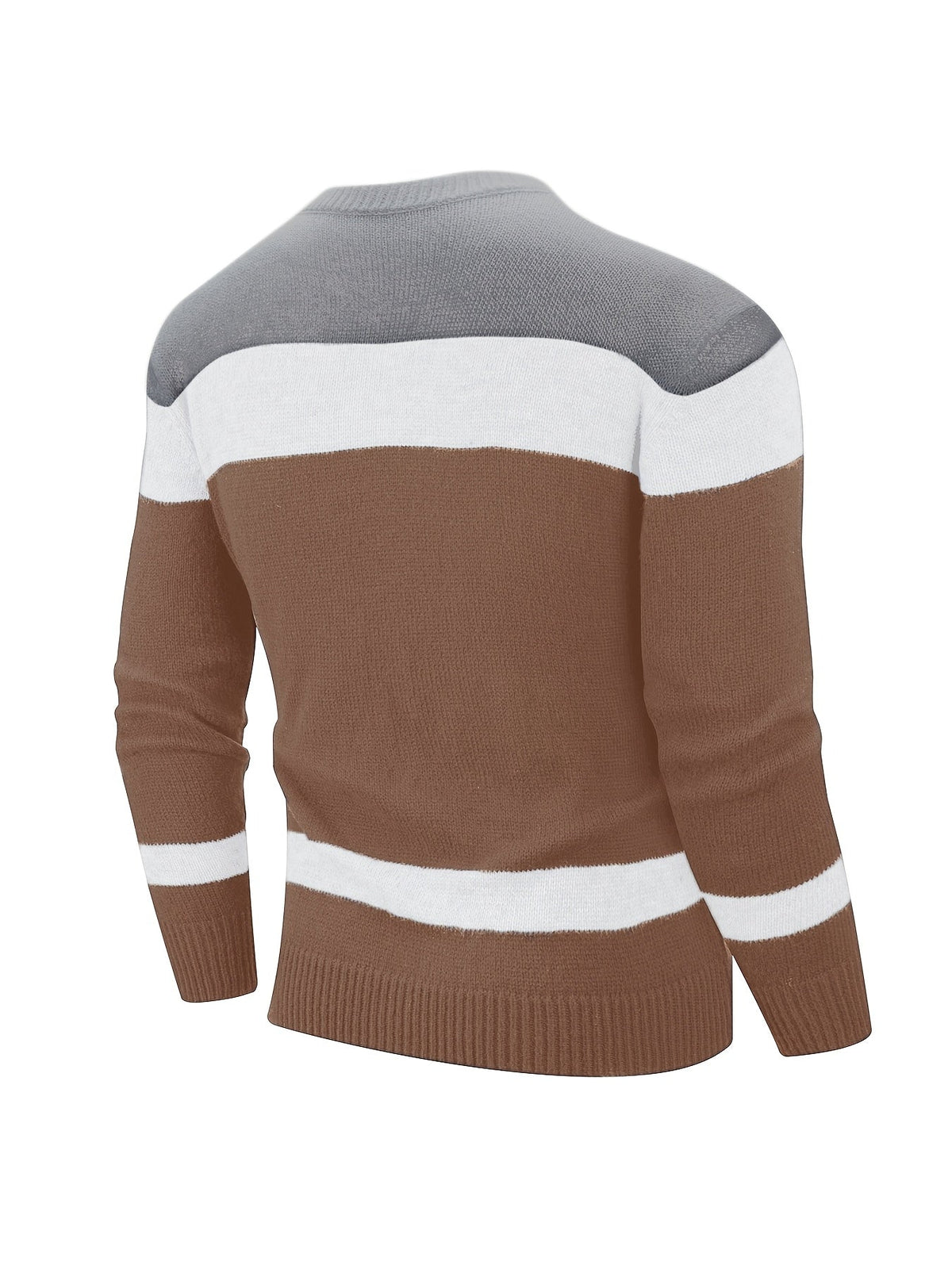 Men's colour block cable knit crew jumper, view 9