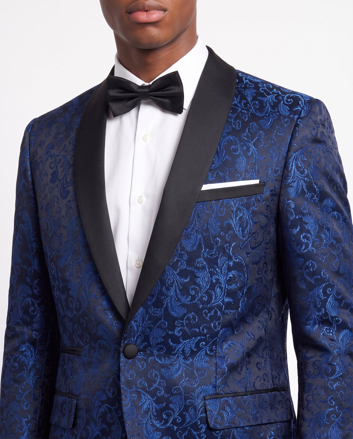Men's embroidered tuxedo jacket with satin shawl lapel and single-button front - view 4
